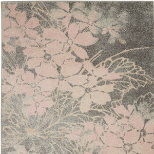 Homeroots 6' X 9' Gray And Pink Floral Area Rug - Stain Resistant, Durable, Stylish Accent For Any Room  Polypropylene 551011