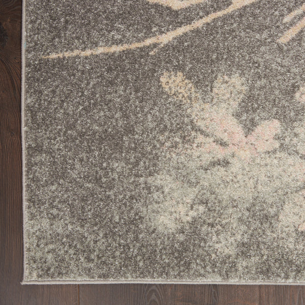 Homeroots 6' X 9' Gray And Pink Floral Area Rug - Stain Resistant, Durable, Stylish Accent For Any Room  Polypropylene 551011