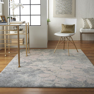 Homeroots 6' X 9' Gray And Pink Floral Area Rug - Stain Resistant, Durable, Stylish Accent For Any Room  Polypropylene 551011
