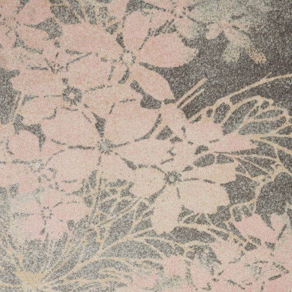Homeroots 6' X 9' Gray And Pink Floral Area Rug - Stain Resistant, Durable, Stylish Accent For Any Room  Polypropylene 551011
