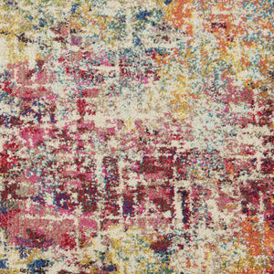 Homeroots 10' Ivory Orange And Pink Abstract Distressed Non Skid Runner Rug  Polypropylene 551012