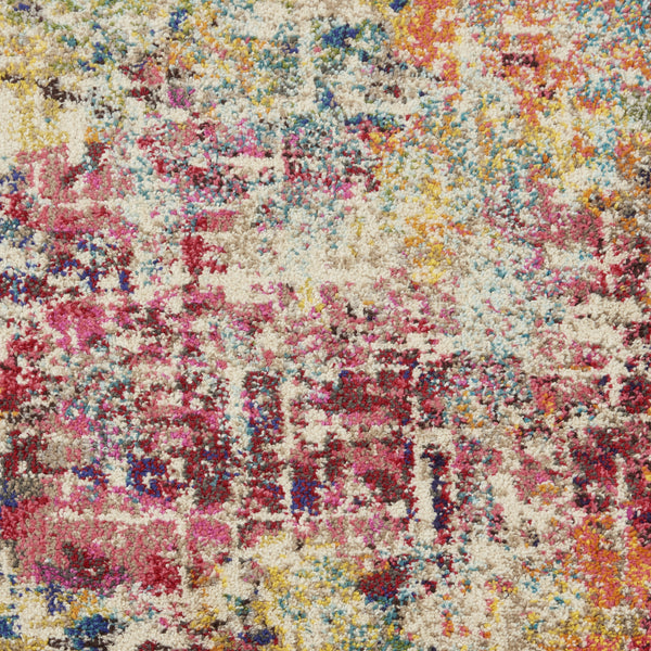 Homeroots 10' Ivory Orange And Pink Abstract Distressed Non Skid Runner Rug  Polypropylene 551012