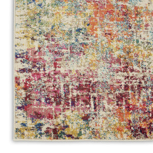 HomeRoots 7' Abstract Distressed Area Rug in Ivory, Red, and Pink - Durable Non-Skid Design for Busy Homes 10' Runner 551012
