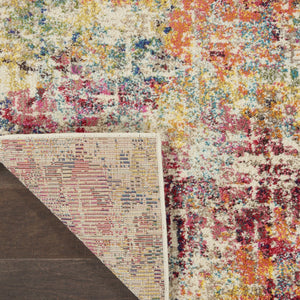 HomeRoots 7' Abstract Distressed Area Rug in Ivory, Red, and Pink - Durable Non-Skid Design for Busy Homes 10' Runner 551012