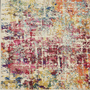 Homeroots 10' Ivory Orange And Pink Abstract Distressed Non Skid Runner Rug  Polypropylene 551012