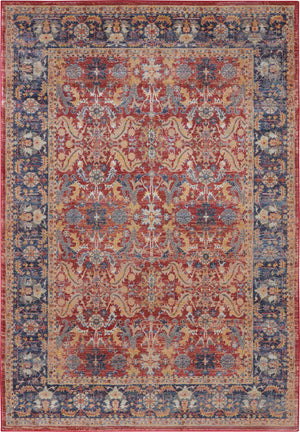 Homeroots 4' X 6' Blue And Red Oriental Distressed Non Skid Area Rug  Polypropylene,Polyester 551018