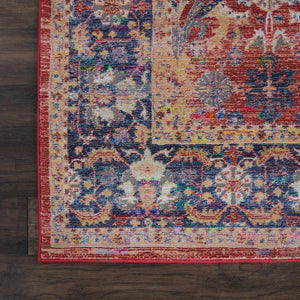 Homeroots 4' X 6' Blue And Red Oriental Distressed Non Skid Area Rug  Polypropylene,Polyester 551018