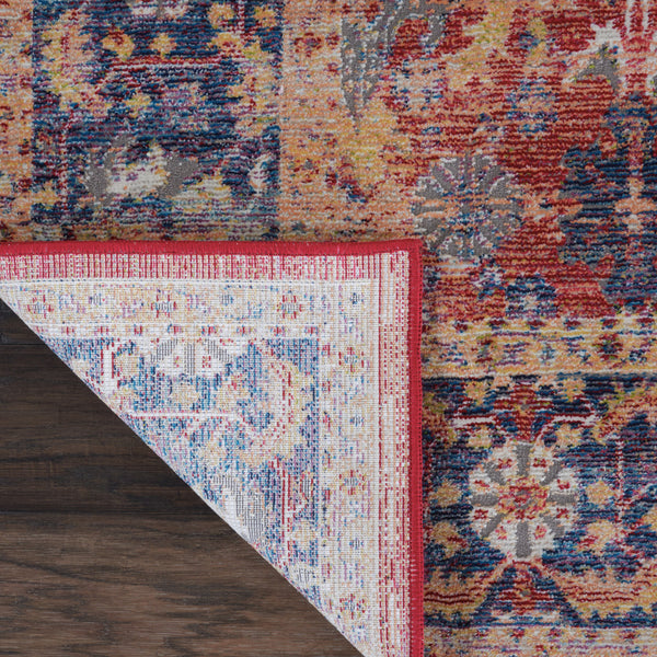 Homeroots 4' X 6' Blue And Red Oriental Distressed Non Skid Area Rug  Polypropylene,Polyester 551018