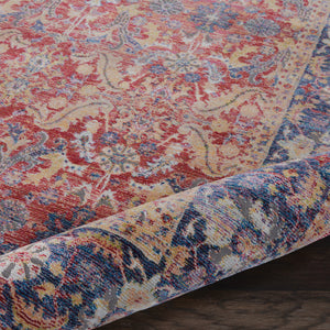 Homeroots 4' X 6' Blue And Red Oriental Distressed Non Skid Area Rug  Polypropylene,Polyester 551018