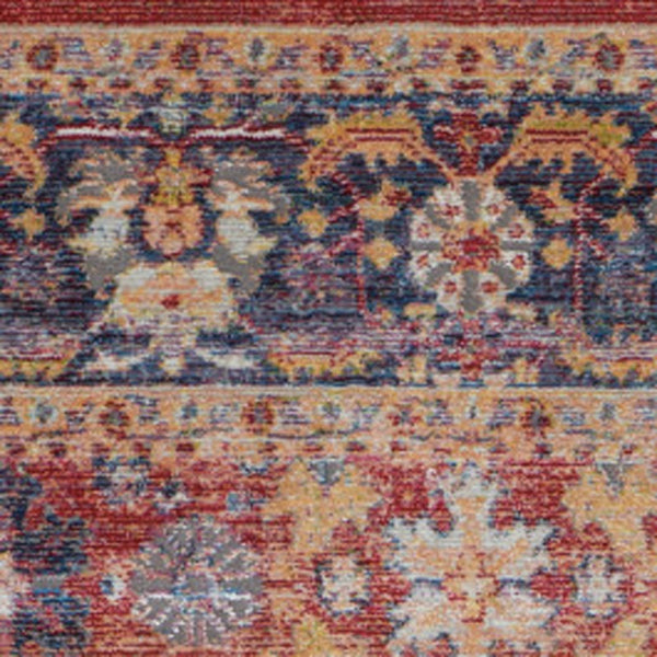 Homeroots 4' X 6' Blue And Red Oriental Distressed Non Skid Area Rug  Polypropylene,Polyester 551018