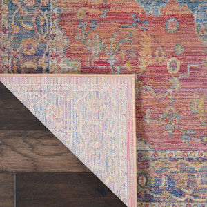 Homeroots 4' X 6' Blue And Red Floral Medallion Distressed Non Skid Area Rug  Polypropylene,Polyester 551019