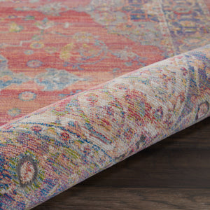 Homeroots 4' X 6' Blue And Red Floral Medallion Distressed Non Skid Area Rug  Polypropylene,Polyester 551019