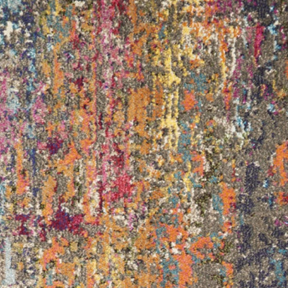 HomeRoots 7' Abstract Blue and Orange Non-Skid Area Rug - Durable, Stain Resistant, Perfect for Family Spaces 10' Runner 551025