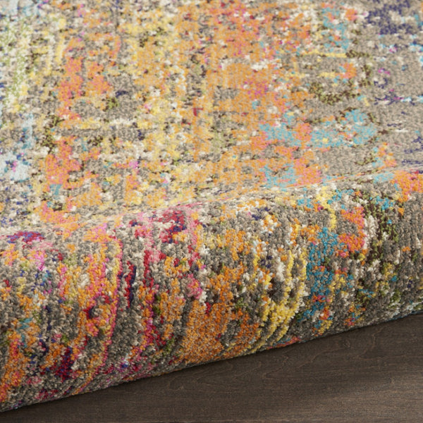 HomeRoots 7' Abstract Blue and Orange Non-Skid Area Rug - Durable, Stain Resistant, Perfect for Family Spaces 10' Runner 551025