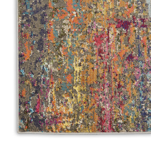 HomeRoots 7' Abstract Blue and Orange Non-Skid Area Rug - Durable, Stain Resistant, Perfect for Family Spaces 10' Runner 551025