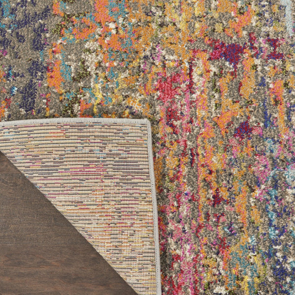 HomeRoots 7' Abstract Blue and Orange Non-Skid Area Rug - Durable, Stain Resistant, Perfect for Family Spaces 10' Runner 551025