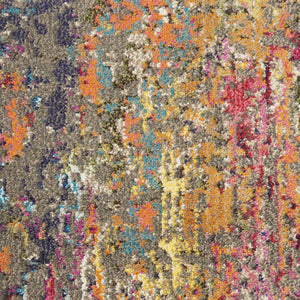 Homeroots 10' Blue And Orange Abstract Non Skid Runner Rug  Polypropylene 551025