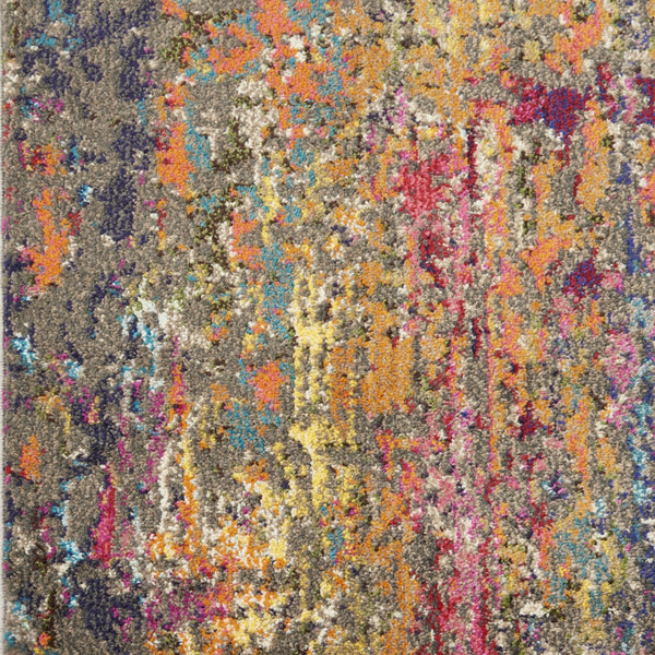 Homeroots 10' Blue And Orange Abstract Non Skid Runner Rug  Polypropylene 551025