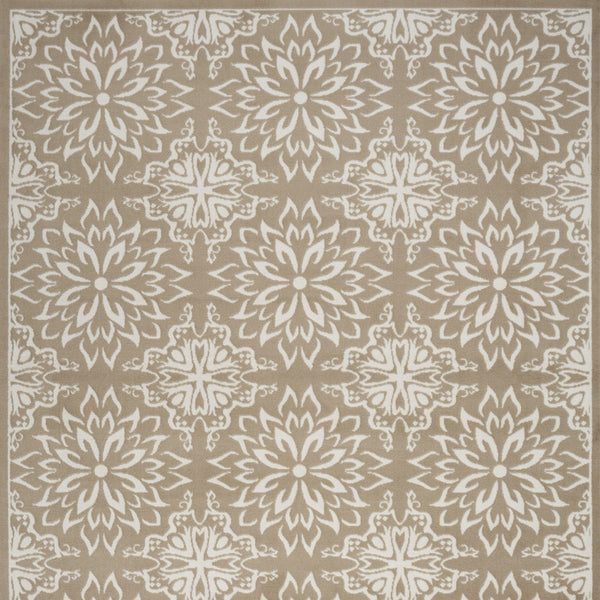 Homeroots 8' X 10' Taupe And Ivory Floral Non Skid Area Rug  Polypropylene 551026