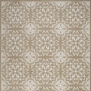 Homeroots 8' X 10' Taupe And Ivory Floral Non Skid Area Rug  Polypropylene 551026
