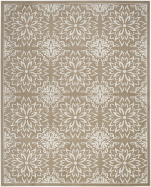 HomeRoots 8' Taupe and Ivory Floral Area Rug - Soft, Non-Skid Design Perfect for Family Rooms and Bedrooms 8' X 10' 551026