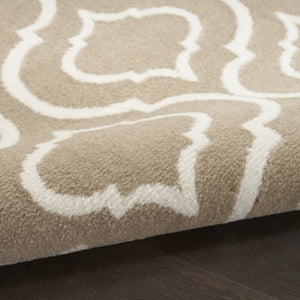 HomeRoots 8' Taupe and Ivory Trellis Area Rug - Durable, Stain-Resistant Design Perfect for High-Traffic Spaces 8' X 10' 551027