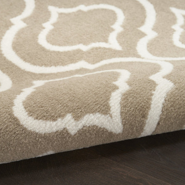 HomeRoots 8' Taupe and Ivory Trellis Area Rug - Durable, Stain-Resistant Design Perfect for High-Traffic Spaces 8' X 10' 551027
