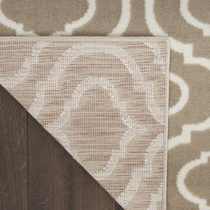 Homeroots 8' X 10' Taupe And Ivory Trellis Non Skid Area Rug  Polypropylene 551027