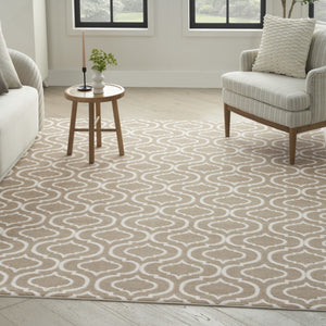 HomeRoots 8' Taupe and Ivory Trellis Area Rug - Durable, Stain-Resistant Design Perfect for High-Traffic Spaces 8' X 10' 551027