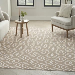 Homeroots 8' X 10' Taupe And Ivory Trellis Non Skid Area Rug  Polypropylene 551027