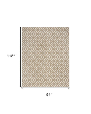 Homeroots 8' X 10' Taupe And Ivory Trellis Non Skid Area Rug  Polypropylene 551027