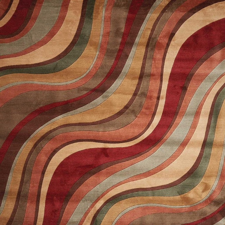 HomeRoots 8 X 11 Red Stripe Power Loomed Area Rug Low Pile Living Room Floor Cover 551032