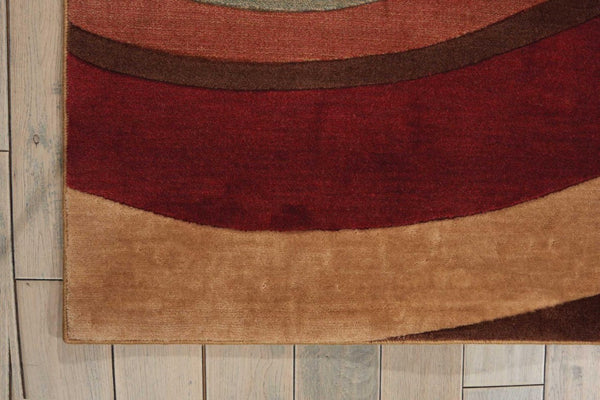 8 X 11 Red Stripe Power Loomed Area Rug Low Pile Living Room Floor Cover