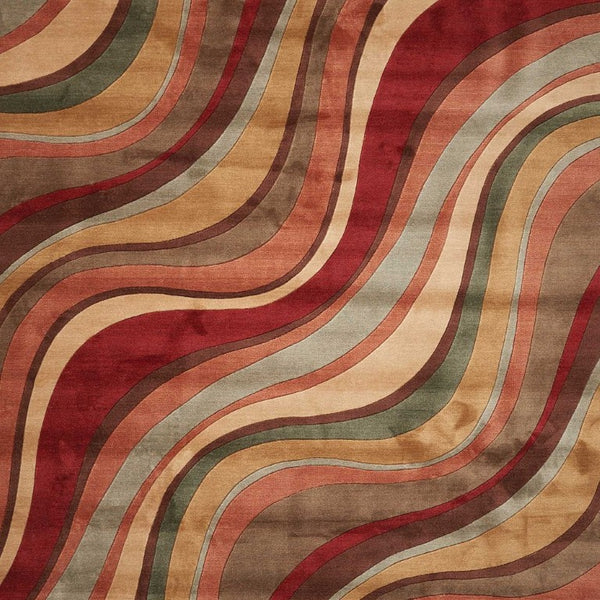 8 X 11 Red Stripe Power Loomed Area Rug Low Pile Living Room Floor Cover