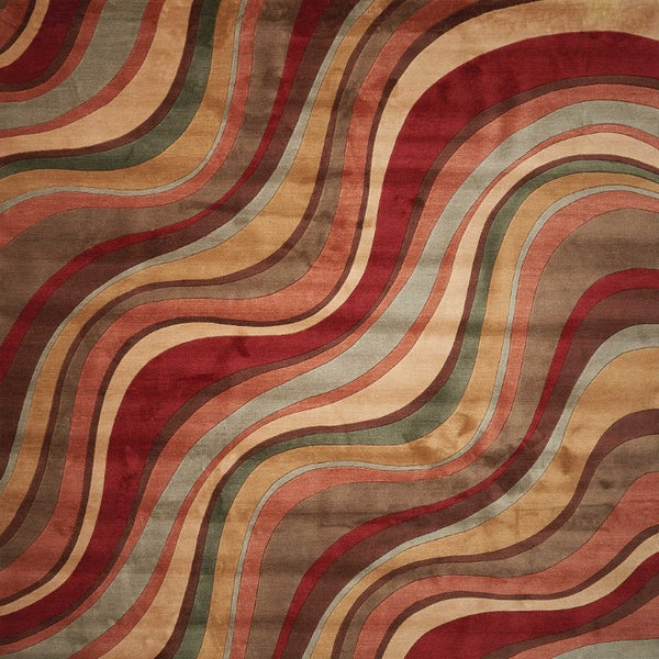 8 X 11 Red Stripe Power Loomed Area Rug Low Pile Living Room Floor Cover