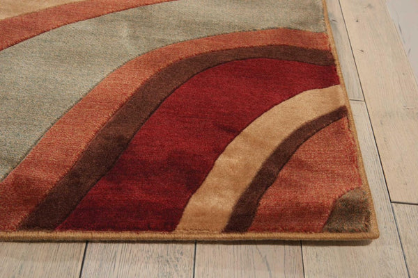 8 X 11 Red Stripe Power Loomed Area Rug Low Pile Living Room Floor Cover