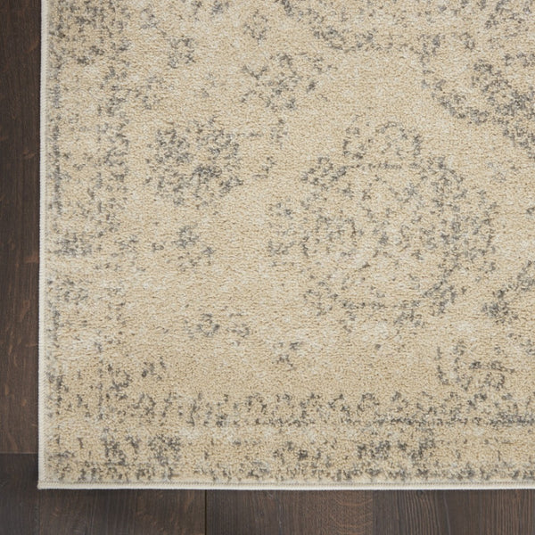 Homeroots 7' X 10' Versatile Beige And Gray Geometric Distressed Area Rug - Durable, Stain Resistant Comfort  Polypropylene 551035