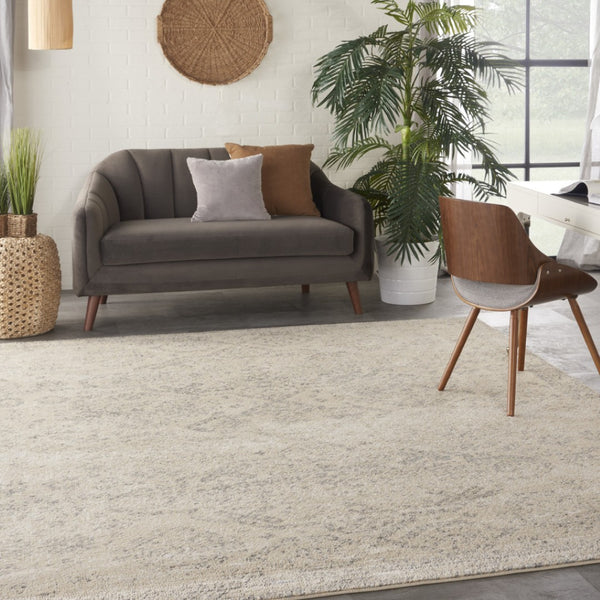 Homeroots 7' X 10' Versatile Beige And Gray Geometric Distressed Area Rug - Durable, Stain Resistant Comfort  Polypropylene 551035