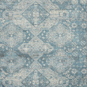 Homeroots 5' Ivory And Light Blue Medallion Distressed Area Rug - Durable, Stain Resistant, Stylish Design 7' X 10' Polypropylene 551036