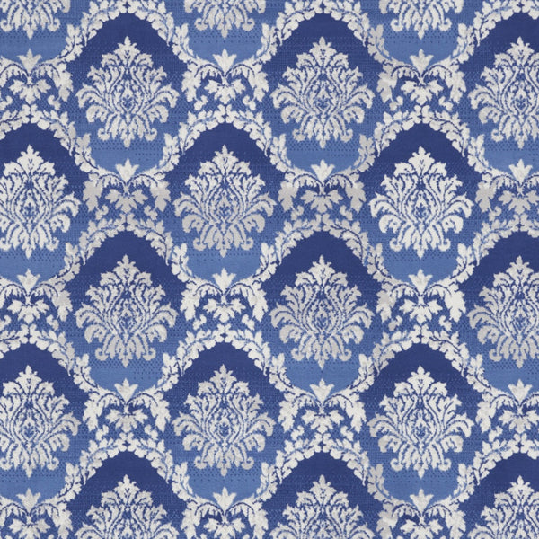 Homeroots 7' Ivory And Blue Damask Distressed Non-skid Area Rug – Durable, Stain-resistant, Stylish Home Accent 8' X 10' Polyester 551038