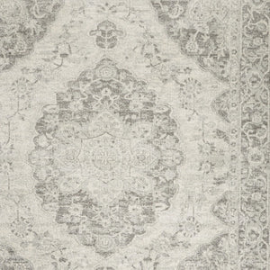 Homeroots 7' Ivory And Gray Floral Medallion Area Rug - Durable, Stain Resistant, Ideal For Pets And Kids  Polypropylene 551040