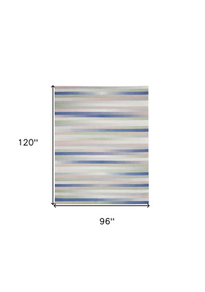 Homeroots 8' X 10' Ivory Tan And Blue Abstract Distressed Non Skid Area Rug  Polypropylene 551041