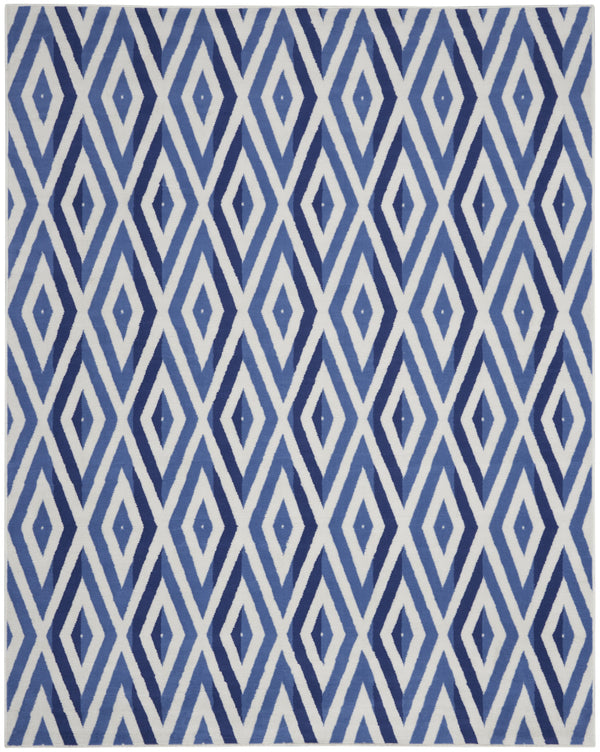 Homeroots 8' X 10' Ivory And Blue Geometric Distressed Non Skid Area Rug  Polypropylene 551046