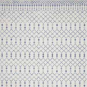 Homeroots 8' X 10' Ivory And Blue Geometric Distressed Non Skid Area Rug  Polypropylene 551051