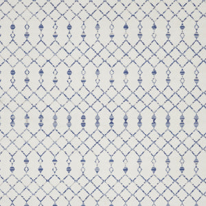 Homeroots 8' X 10' Ivory And Blue Geometric Distressed Non Skid Area Rug  Polypropylene 551051