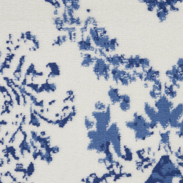 HomeRoots 7' Elegant Ivory and Navy Damask Distressed Area Rug - Durable, Stain-Resistant, Perfect for Busy Homes 8' X 10' 551052