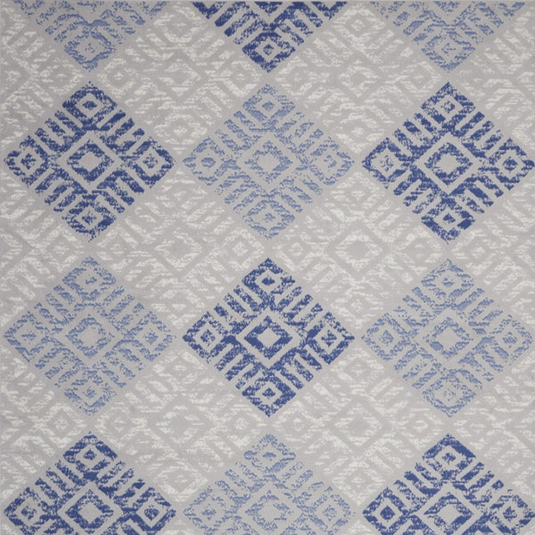 Homeroots 7' Stylish Geometric Distressed Area Rug In Beige, Blue & Gray – Durable, Non-skid, Stain Resistant 8' X 10' Polypropylene 551053