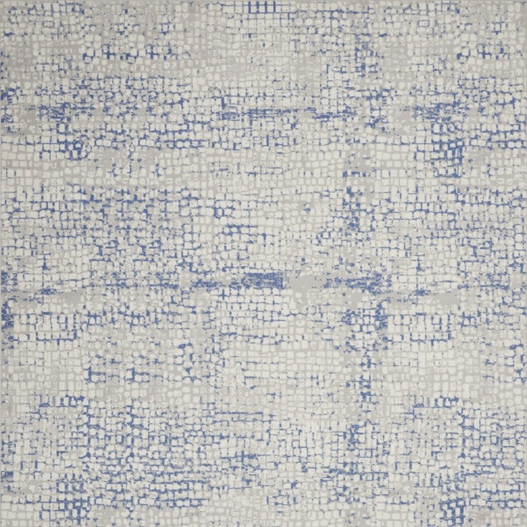 8x10 Ivory Blue Abstract Area Rug Power Loomed Polypropylene Living Room Accent