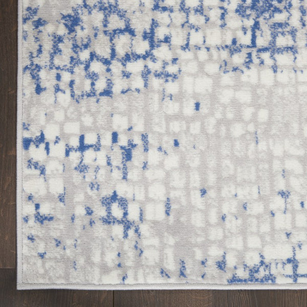 8x10 Ivory Blue Abstract Area Rug Power Loomed Polypropylene Living Room Accent