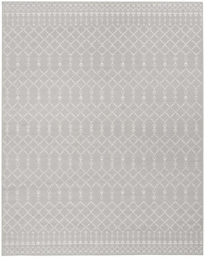 Homeroots 6' Gray And Ivory Moroccan Distressed Area Rug - Stain Resistant, Non-skid, Durable, Cozy Design 8' X 10' Polyester 551057